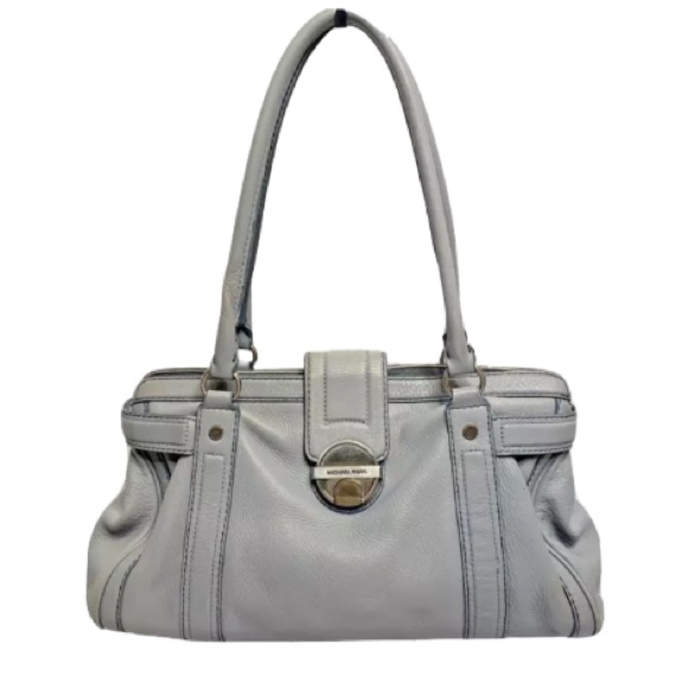 Michael Kors Astor Shoulder Bag Large Gray Leather Silver Hardware